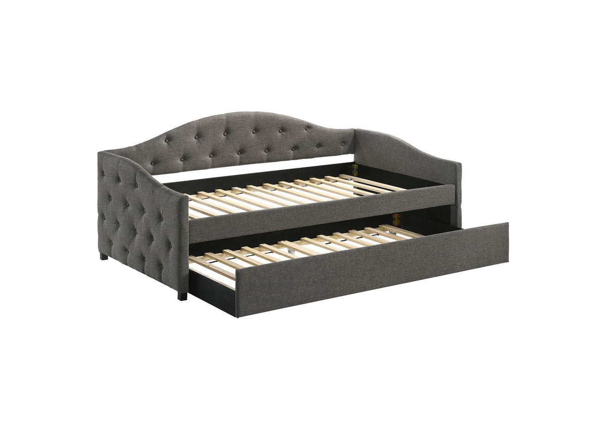 Sadie Upholstered Twin Daybed with Trundle Grey