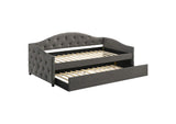 Sadie Upholstered Twin Daybed with Trundle Grey