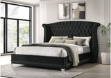 300643KE Barzini Upholstered Eastern King Wingback Bed Black