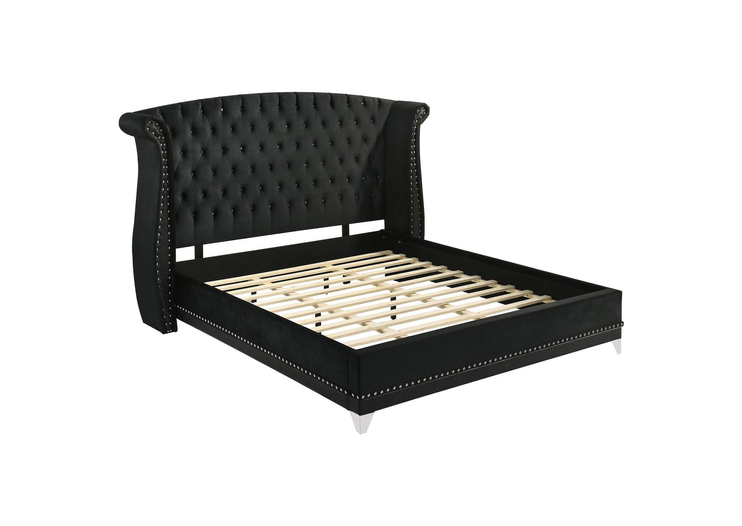 Barzini Upholstered Eastern King Wingback Bed Black