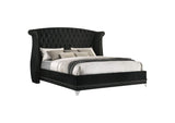 300643KE Barzini Upholstered Eastern King Wingback Bed Black