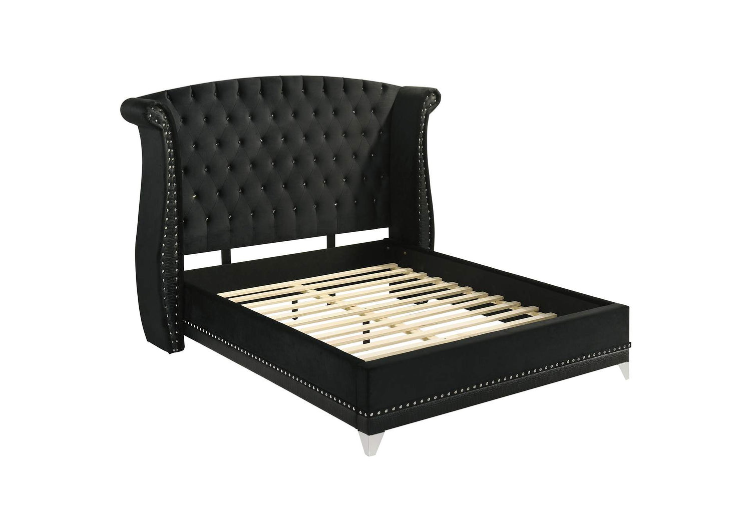 Barzini Upholstered Queen Wingback Bed Black