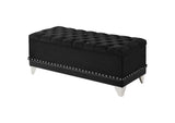 300644 Barzini Velvet Upholstered Tufted Storage Bench Black