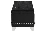 300644 Barzini Velvet Upholstered Tufted Storage Bench Black