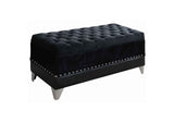 Barzini Velvet Upholstered Tufted Storage Bench Black