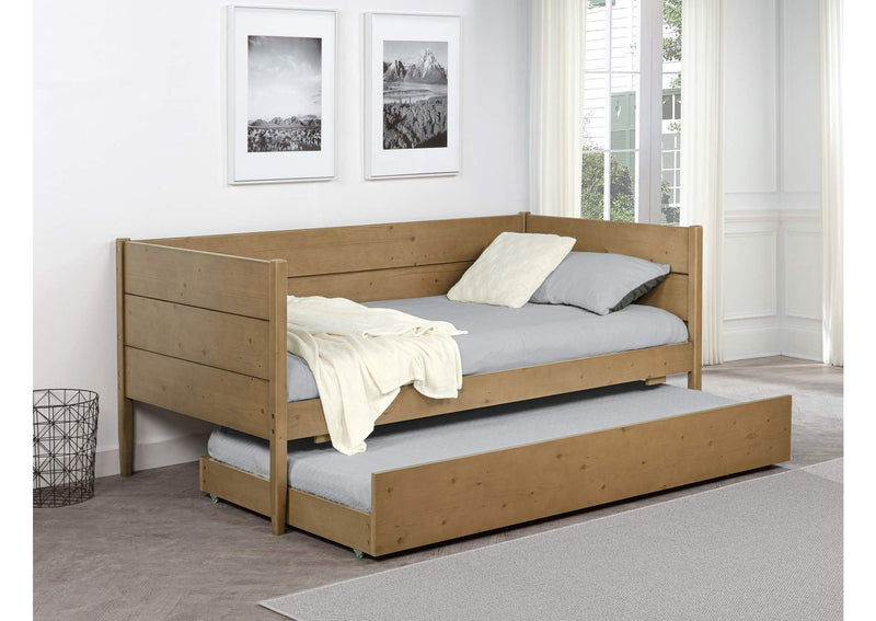 300685 Calinda Wood Twin Daybed With Trundle Natural