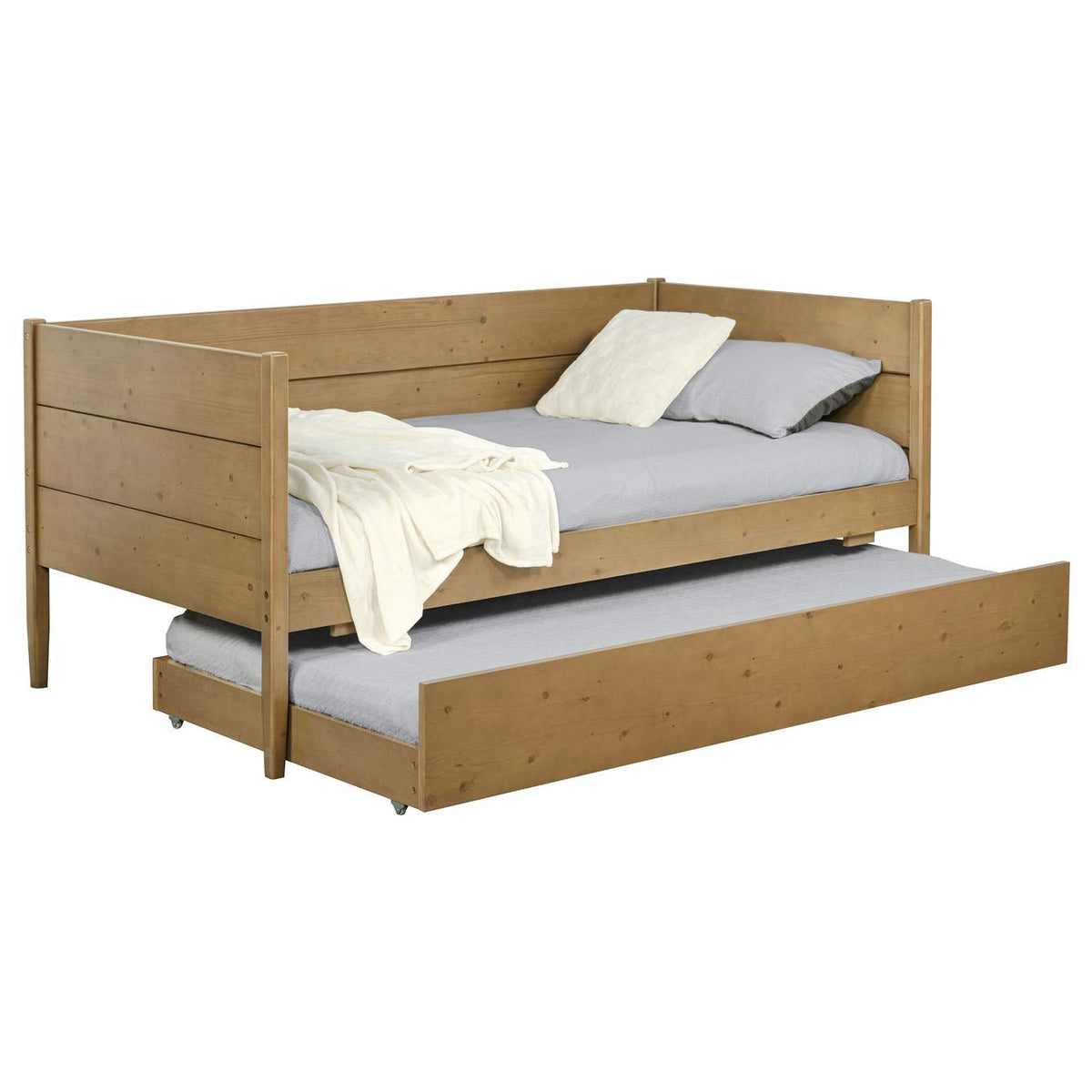 300685 Calinda Wood Twin Daybed With Trundle Natural