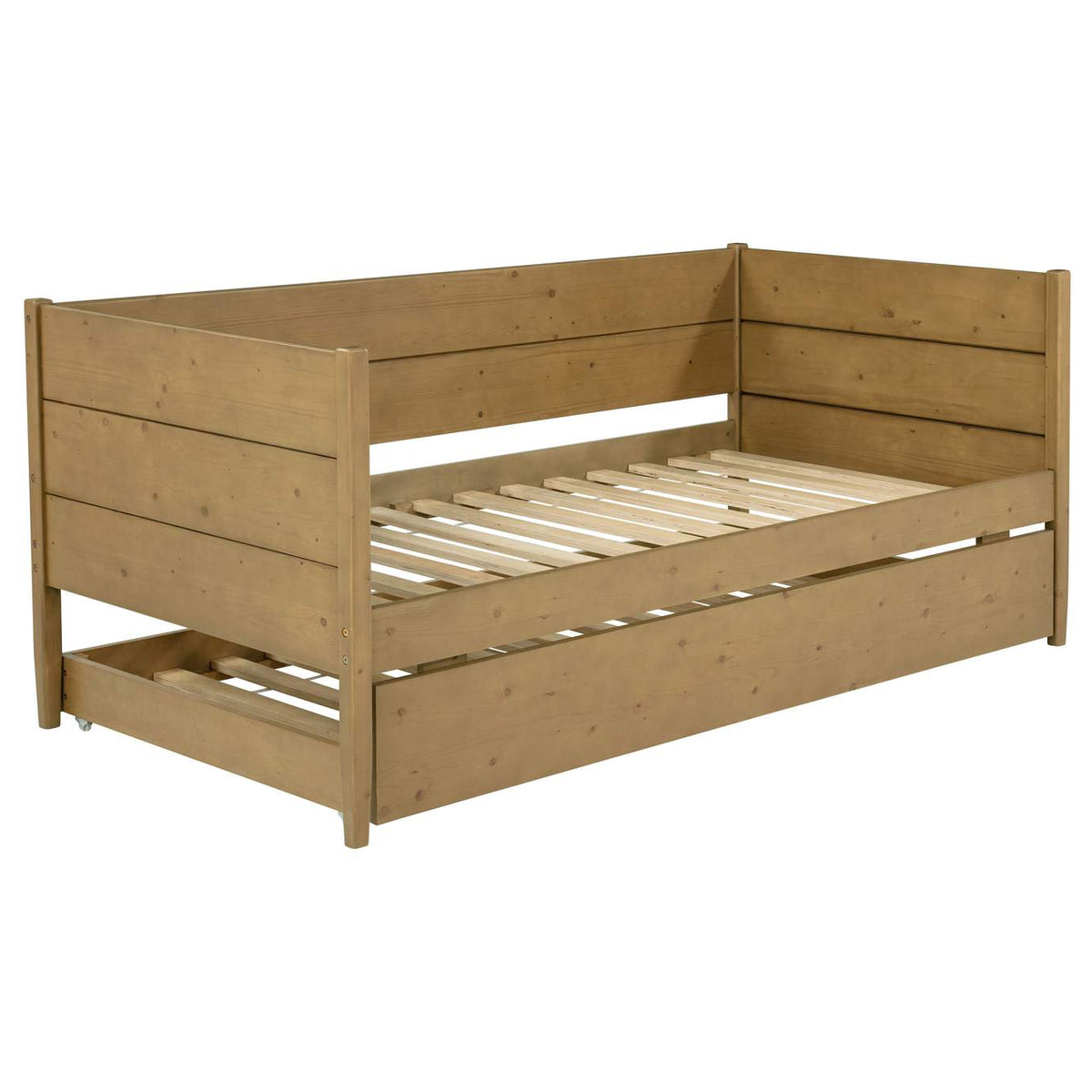 300685 Calinda Wood Twin Daybed With Trundle Natural
