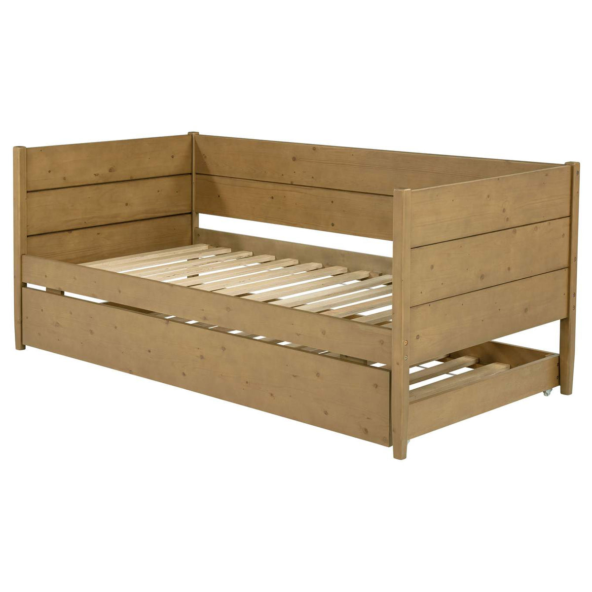 300685 Calinda Wood Twin Daybed With Trundle Natural