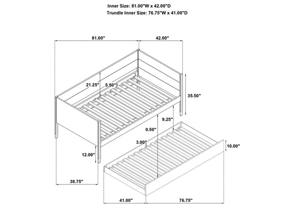 300685 Calinda Wood Twin Daybed With Trundle Natural