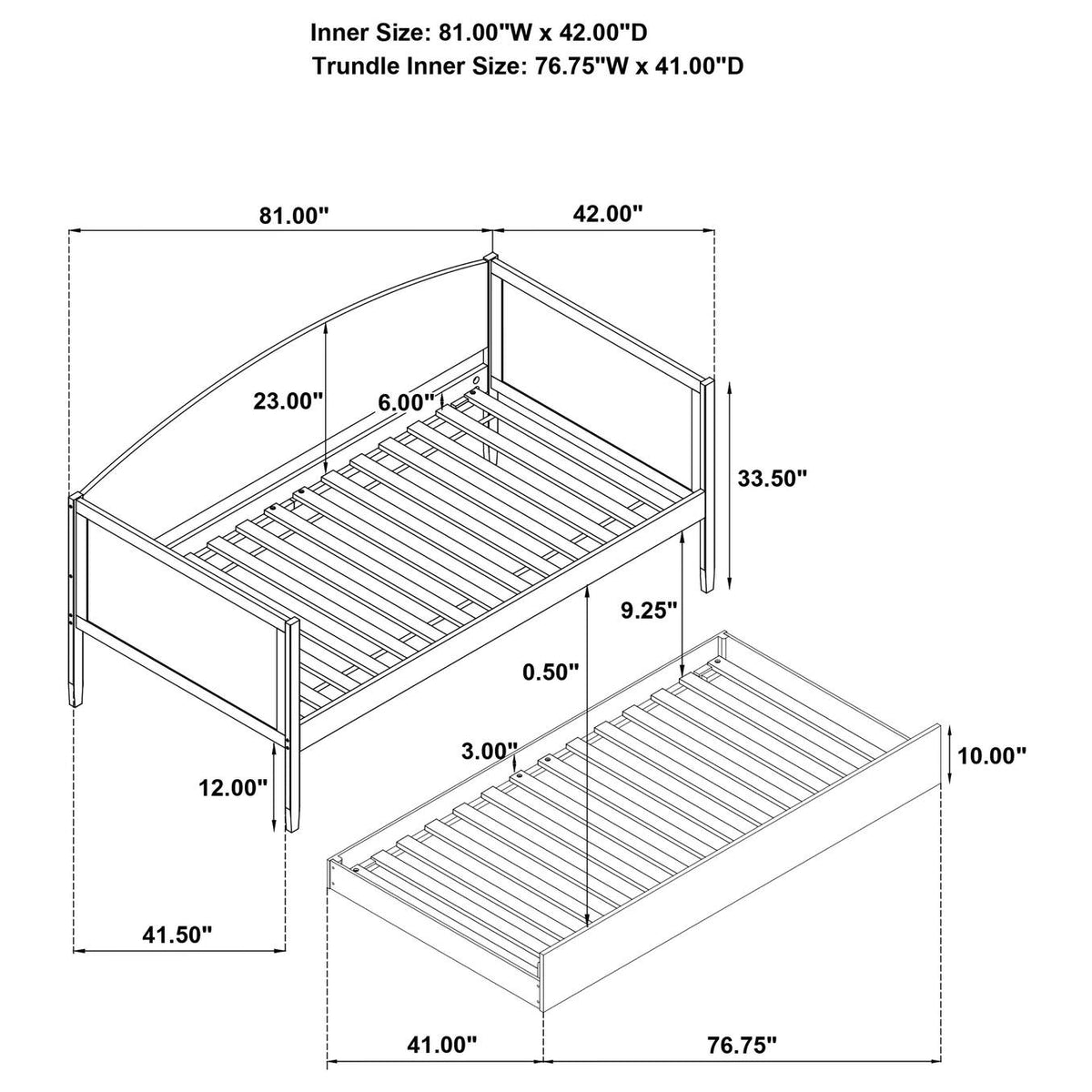 300686 Bozeman Wood Twin Daybed With Trundle Medium Walnut