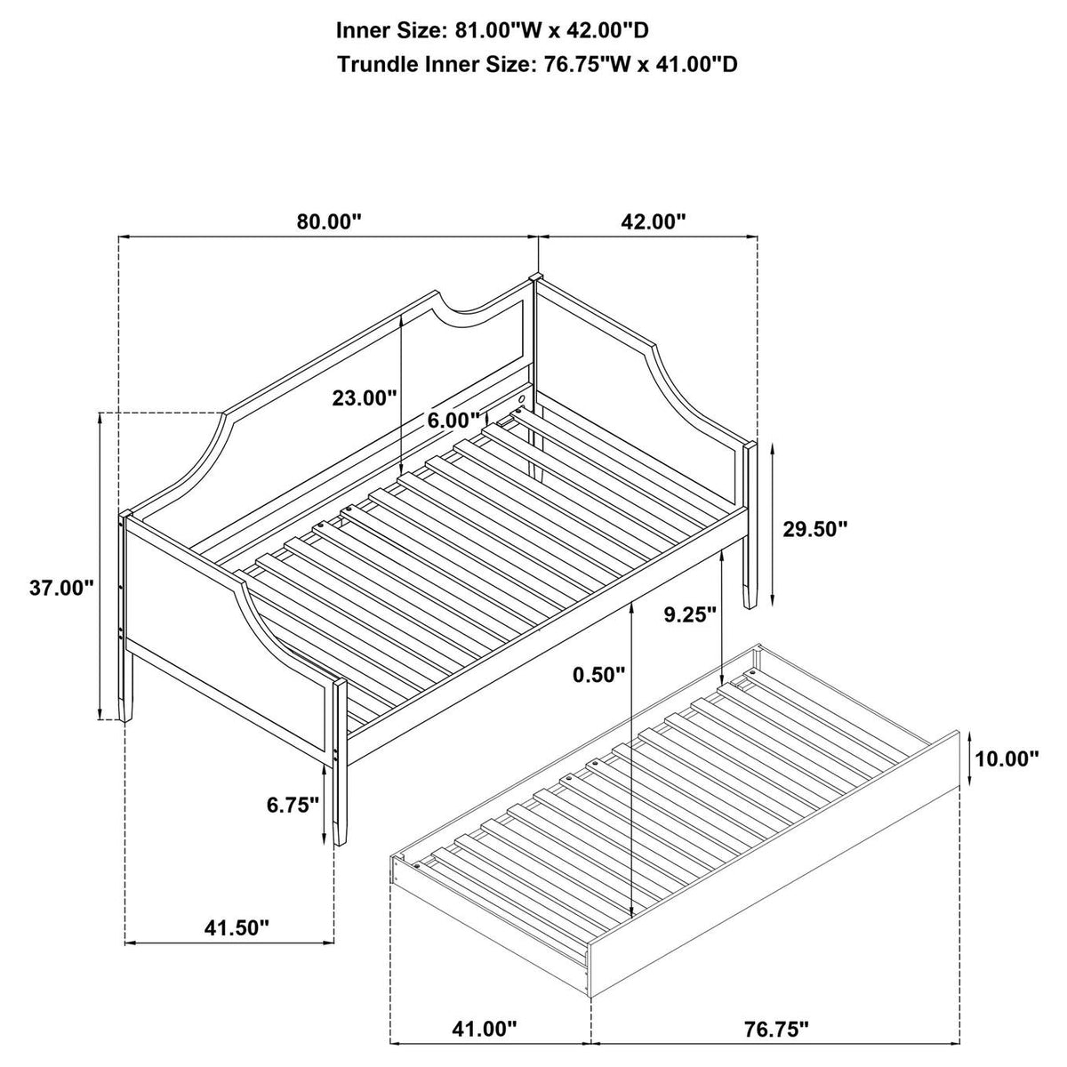 300687 Redding Wood Twin Daybed With Trundle Cherry