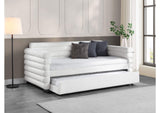 300716 Patricia Boucle Upholstered Twin Day Bed with Trundle White