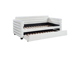 300716 Patricia Boucle Upholstered Twin Day Bed with Trundle White