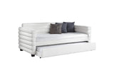 300716 Patricia Boucle Upholstered Twin Day Bed with Trundle White