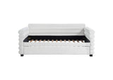 300716 Patricia Boucle Upholstered Twin Day Bed with Trundle White