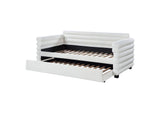 300716 Patricia Boucle Upholstered Twin Day Bed with Trundle White