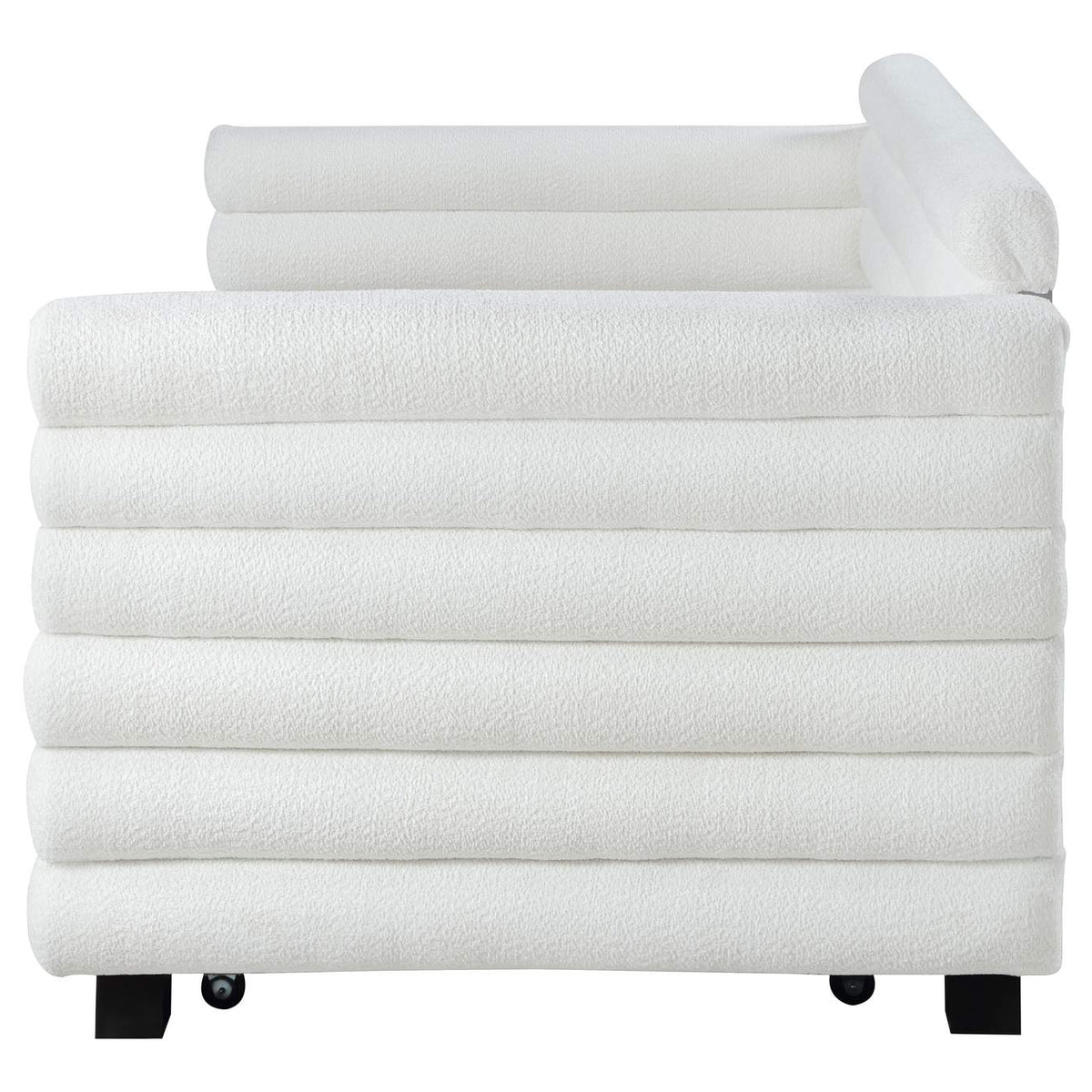 300716 Patricia Boucle Upholstered Twin Day Bed with Trundle White