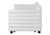 300716 Patricia Boucle Upholstered Twin Day Bed with Trundle White