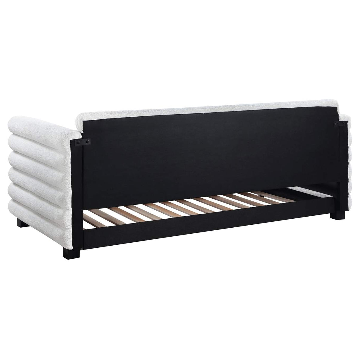300716 Patricia Boucle Upholstered Twin Day Bed with Trundle White
