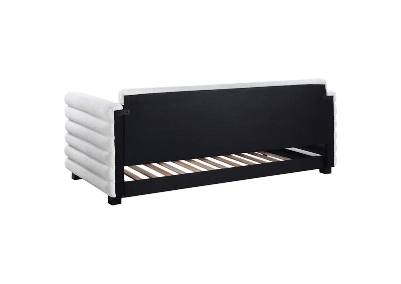 300716 Patricia Boucle Upholstered Twin Day Bed with Trundle White