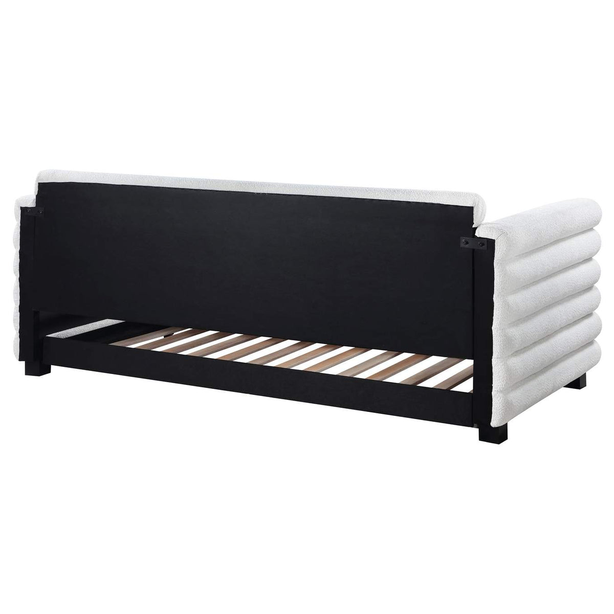300716 Patricia Boucle Upholstered Twin Day Bed with Trundle White