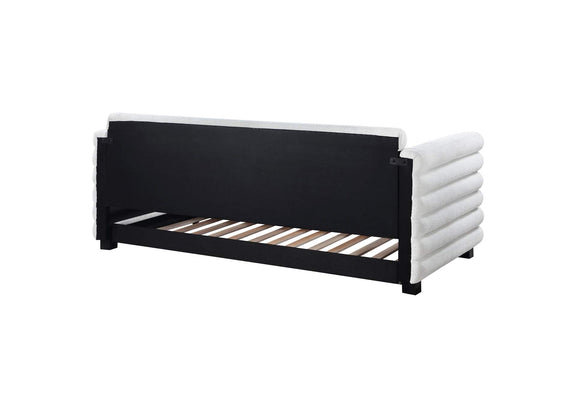 300716 Patricia Boucle Upholstered Twin Day Bed with Trundle White