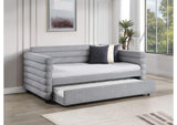 300718 Patricia Boucle Upholstered Twin Day Bed with Trundle Grey