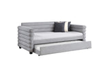 300718 Patricia Boucle Upholstered Twin Day Bed with Trundle Grey