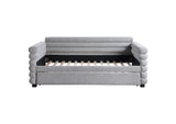 300718 Patricia Boucle Upholstered Twin Day Bed with Trundle Grey