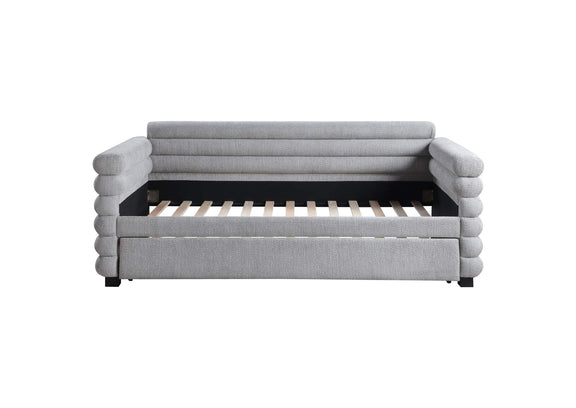 300718 Patricia Boucle Upholstered Twin Day Bed with Trundle Grey