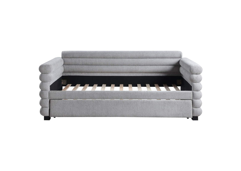 300718 Patricia Boucle Upholstered Twin Day Bed with Trundle Grey