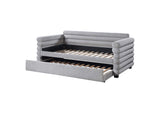 300718 Patricia Boucle Upholstered Twin Day Bed with Trundle Grey