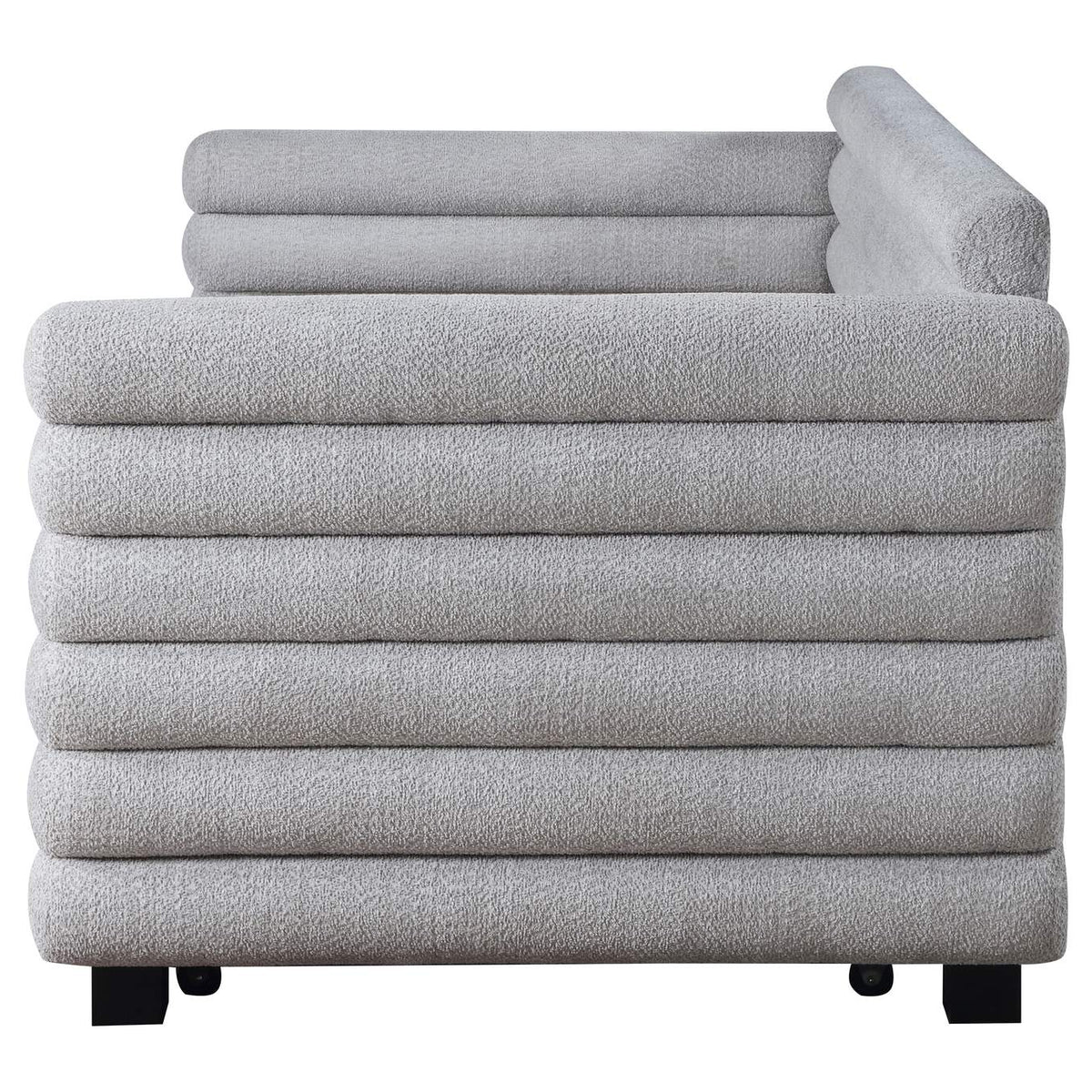 300718 Patricia Boucle Upholstered Twin Day Bed with Trundle Grey