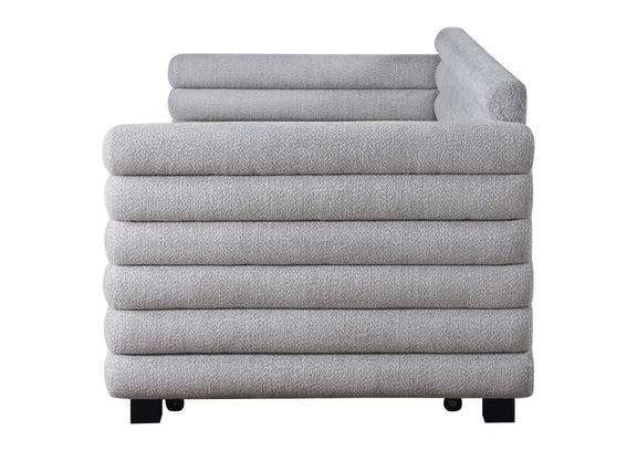 300718 Patricia Boucle Upholstered Twin Day Bed with Trundle Grey