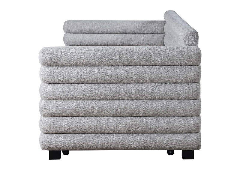 300718 Patricia Boucle Upholstered Twin Day Bed with Trundle Grey
