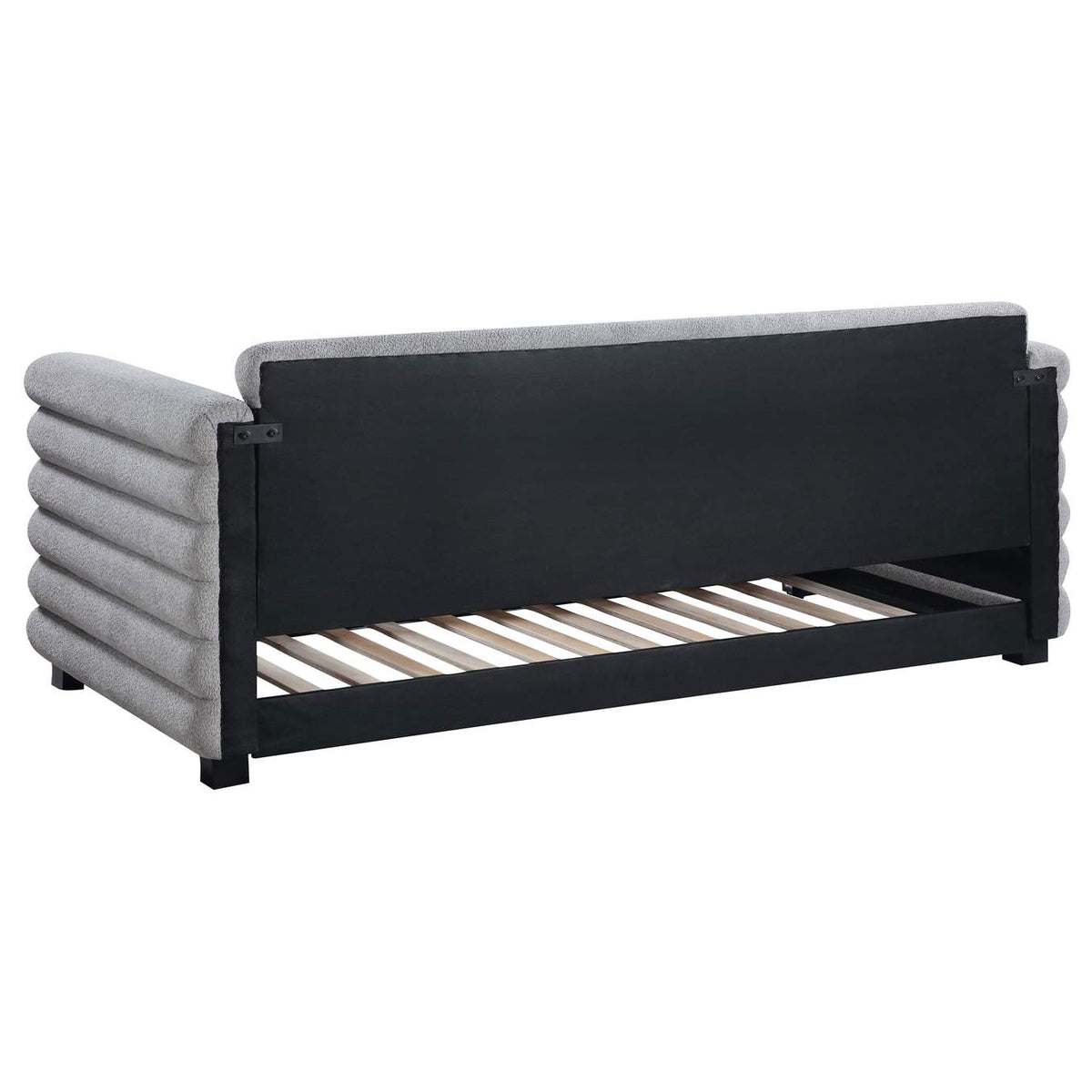 300718 Patricia Boucle Upholstered Twin Day Bed with Trundle Grey
