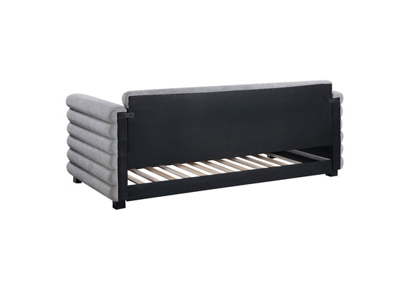 300718 Patricia Boucle Upholstered Twin Day Bed with Trundle Grey