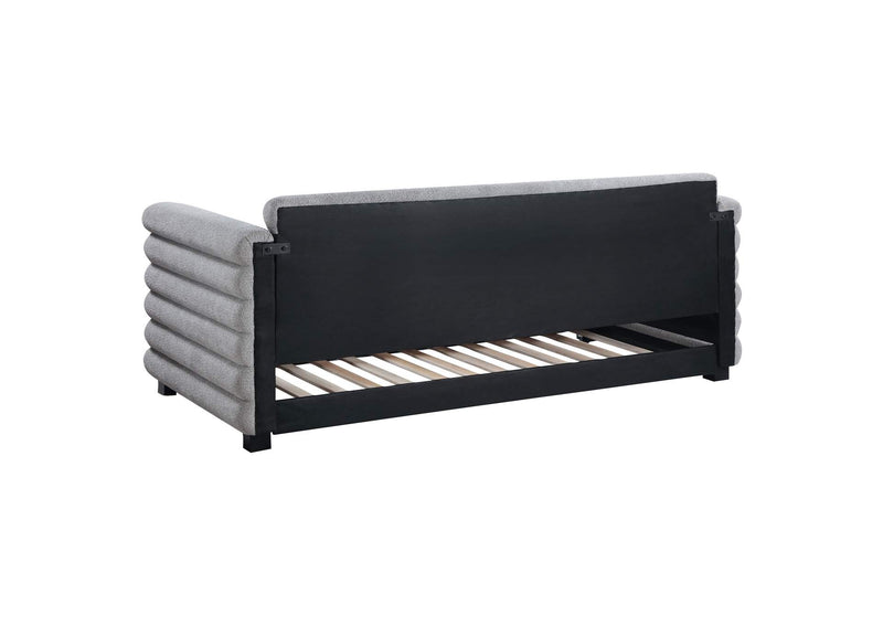 300718 Patricia Boucle Upholstered Twin Day Bed with Trundle Grey