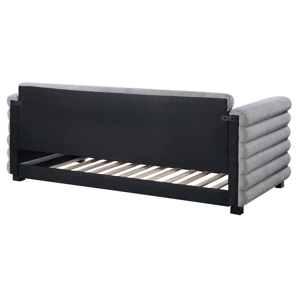 300718 Patricia Boucle Upholstered Twin Day Bed with Trundle Grey