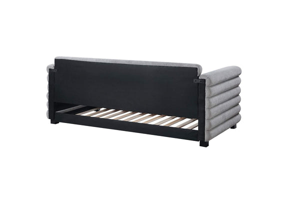 300718 Patricia Boucle Upholstered Twin Day Bed with Trundle Grey