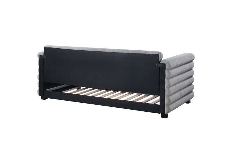 300718 Patricia Boucle Upholstered Twin Day Bed with Trundle Grey