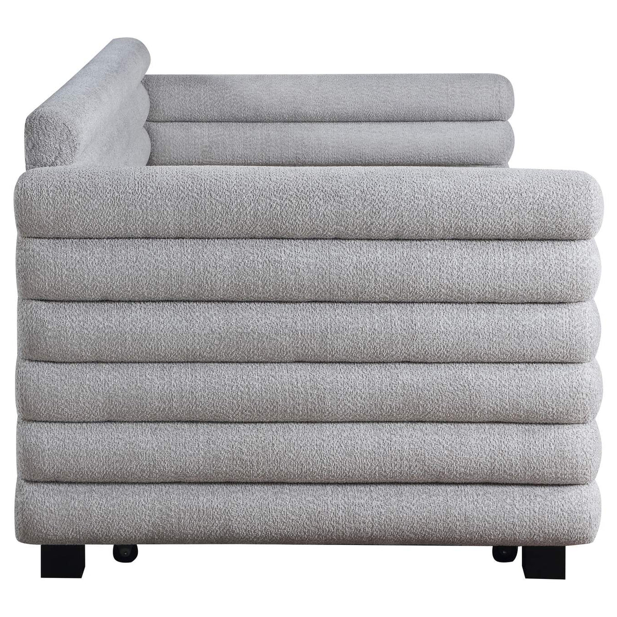 300718 Patricia Boucle Upholstered Twin Day Bed with Trundle Grey