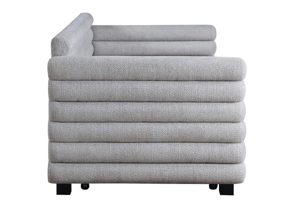 300718 Patricia Boucle Upholstered Twin Day Bed with Trundle Grey