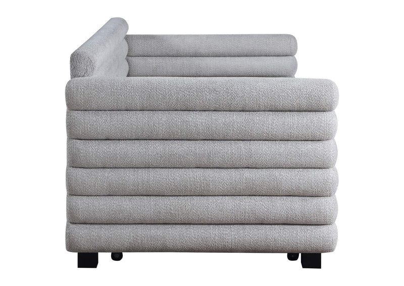 300718 Patricia Boucle Upholstered Twin Day Bed with Trundle Grey