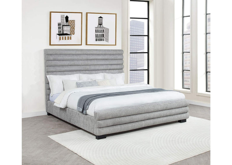 300719KE Patricia 58-inch Boucle Upholstered Eastern King Bed Grey
