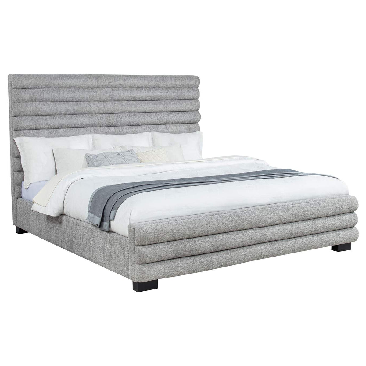 300719KE Patricia 58-inch Boucle Upholstered Eastern King Bed Grey