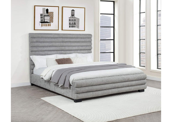 300719KW Patricia 58-inch Boucle Upholstered California King Bed Grey