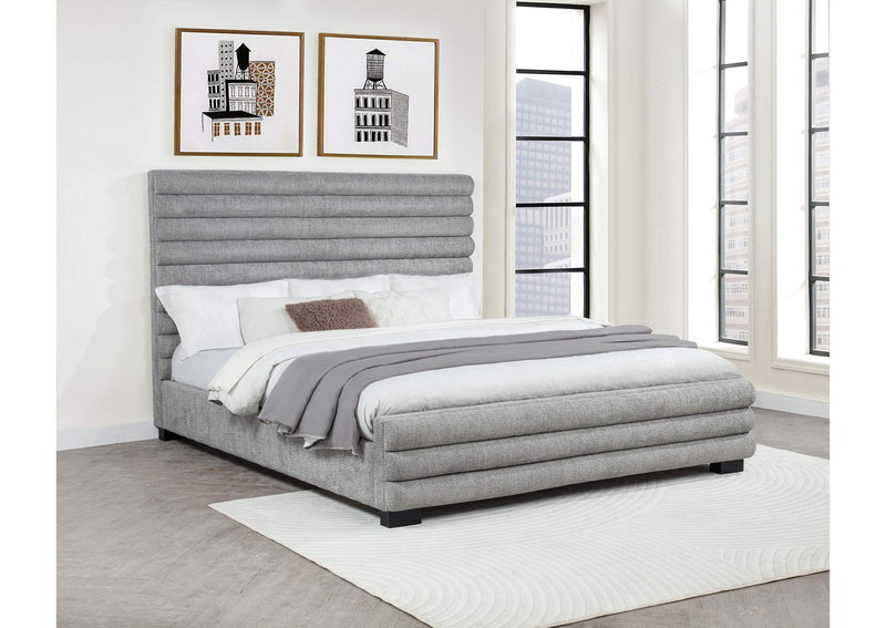 300719KW Patricia 58-inch Boucle Upholstered California King Bed Grey