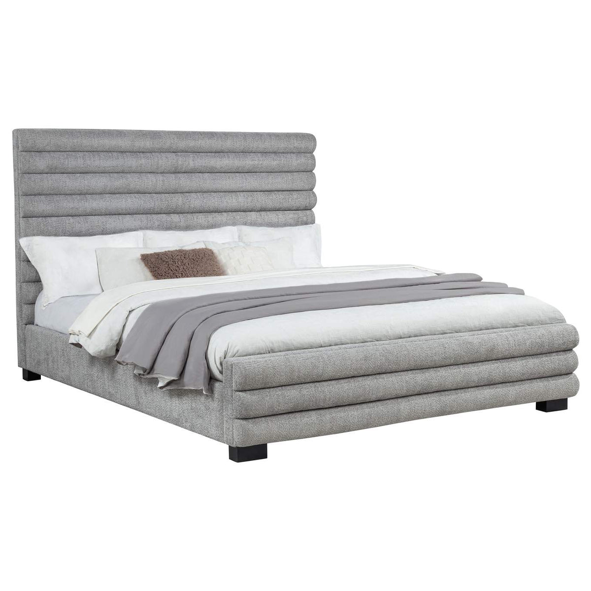 300719KW Patricia 58-inch Boucle Upholstered California King Bed Grey